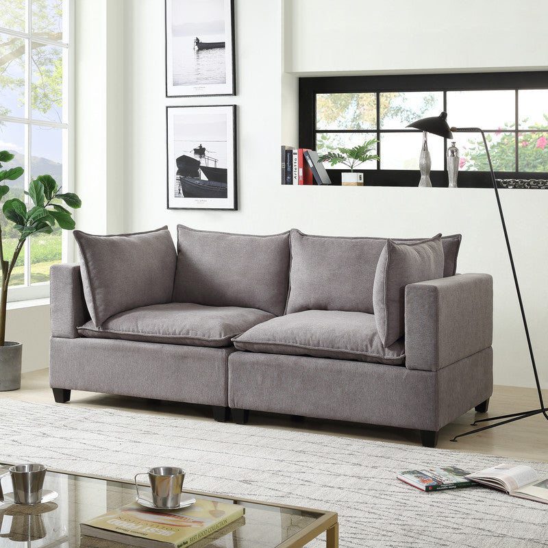 Madison Light Gray Fabric Loveseat Home Elegance USA