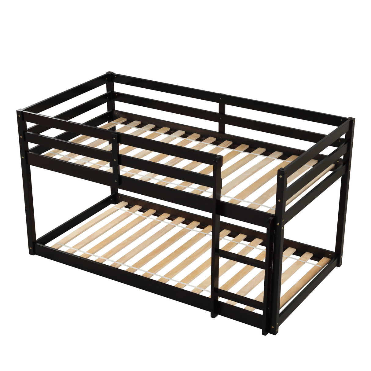 Twin over Twin Floor Bunk Bed,Espresso(Old Sku:W50430321) - Home Elegance USA