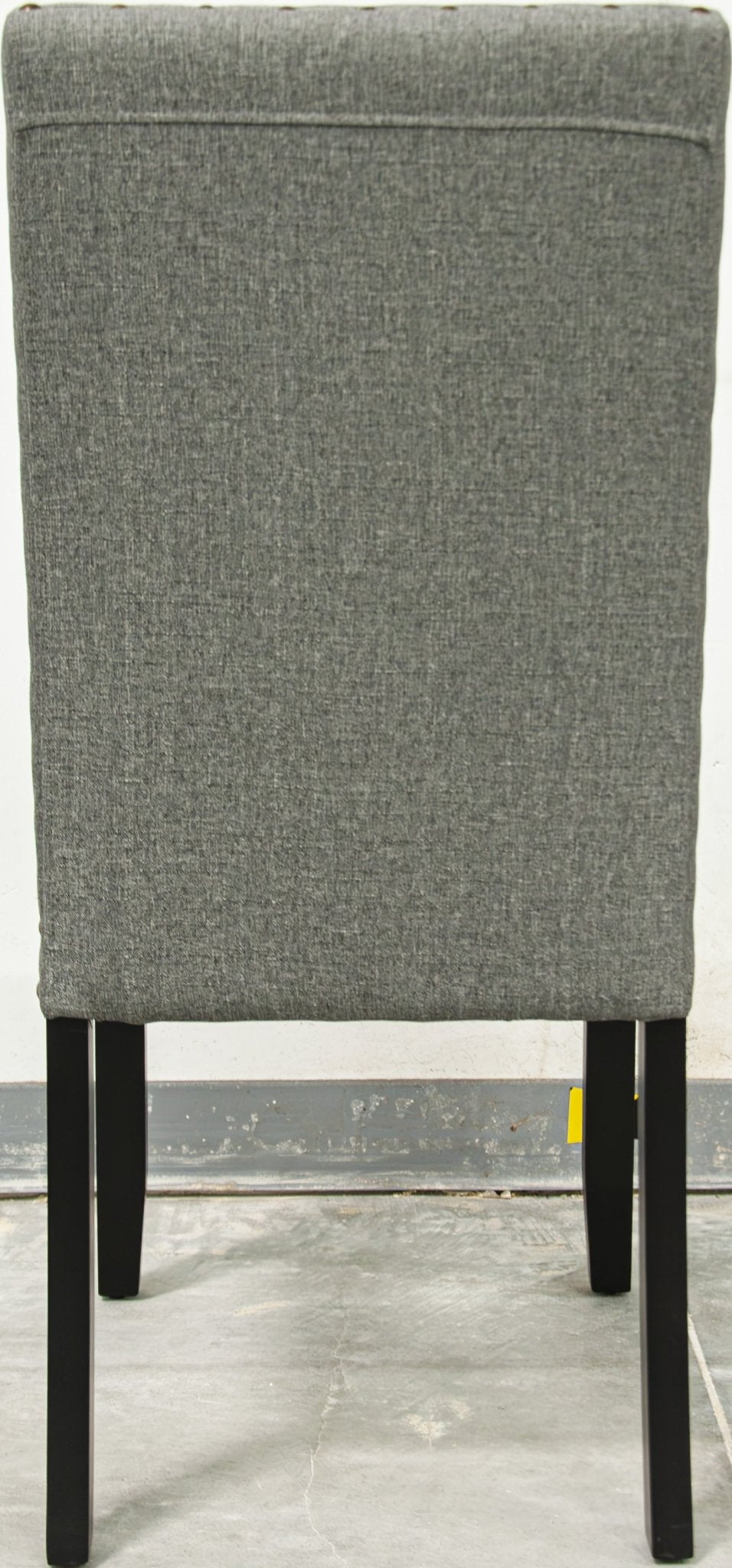 Modern Classic Dining Room Furniture Natural Wooden Rectangle Top Dining Table 6x Side Chairs Gray Fabric Nail heads Trim and Storage Shelve 7pc Dining Set - Home Elegance USA