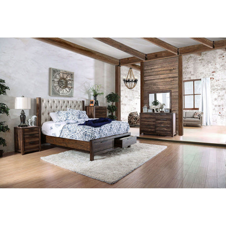 Hutchinson - 5 Piece Queen Bedroom Set With Chest - Rustic Natural Tone / Beige - Fabric - Home Elegance USA