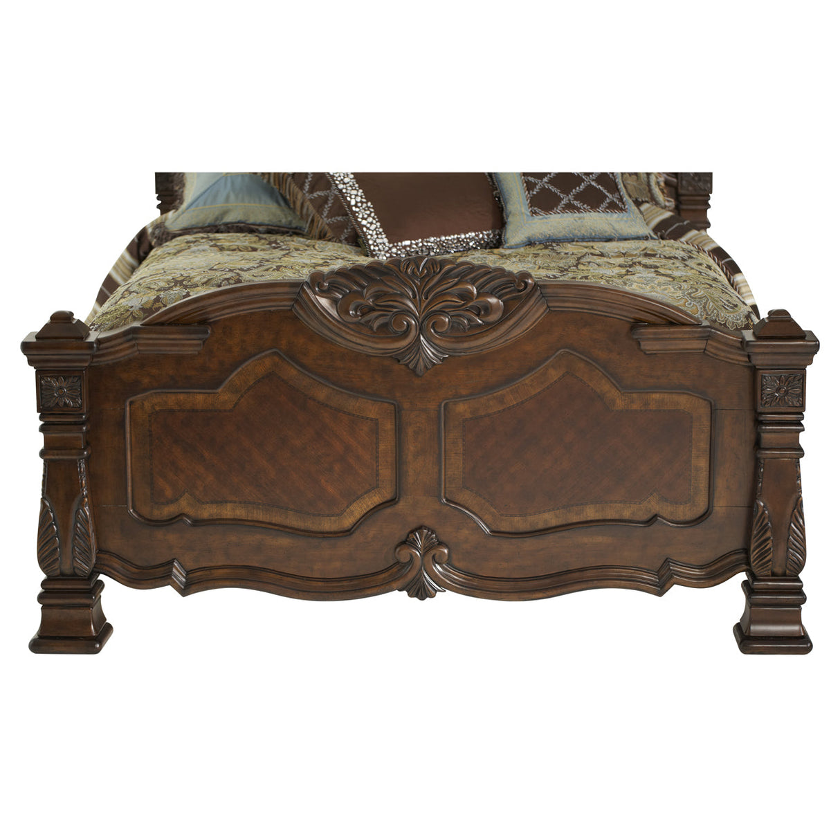 Aico Furniture - Windsor Court 4 Piece Queen Mansion Bedroom Set In Vintage Fruitwood - 70000Qnmb-54-4Set