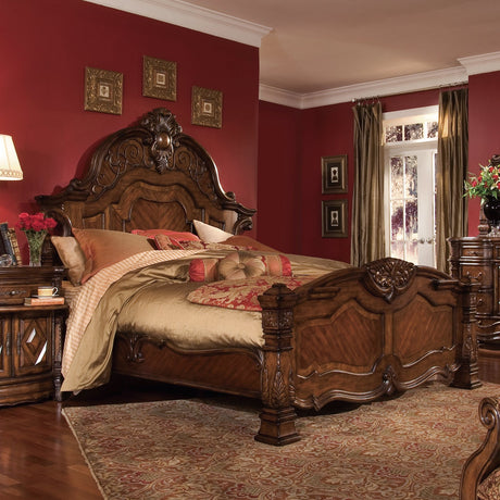 Aico Furniture - Windsor Court 5 Piece Eastern King Mansion Bedroom Set In Vintage Fruitwood - 70000Ekmb-54-5Set