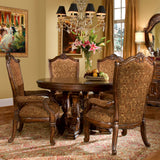 Aico Furniture - Windsor Court 5 Piece Round Dining Table Set In Vintage Fruitwood - 70001-03-04-5Set