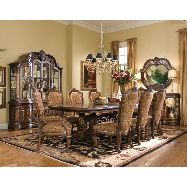 Aico Furniture - Windsor Court 9 Piece Rectangular Dining Table Set In Vintage Fruitwood - 70002T-54-9Set