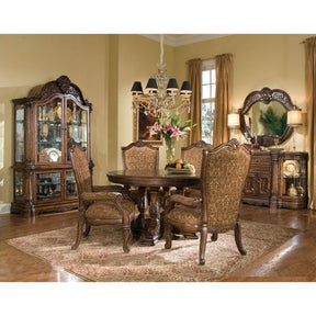 Windsor Court 5-Piece Round Dining Table Set Vintage Fruitwood — AICO Furniture