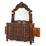 Aico Furniture - Windsor Court 3 Piece Eastern King Mansion Bedroom Set In Vintage Fruitwood - 70000Ekmb-54-3Set