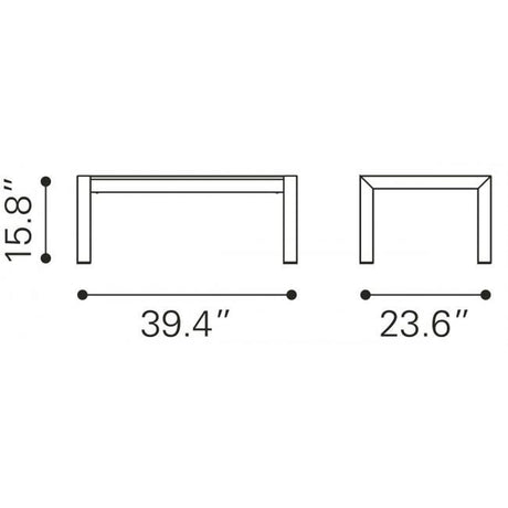 Zuo Cosmopolitan Coffee Table Brushed Aluminum