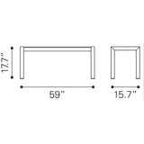 Zuo Metropolitan Double Bench Brushed Aluminum