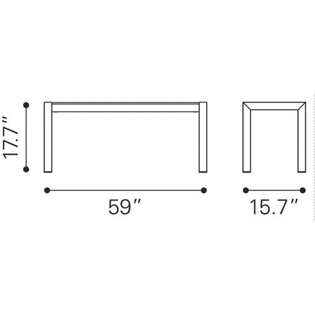 Zuo Metropolitan Double Bench Brushed Aluminum