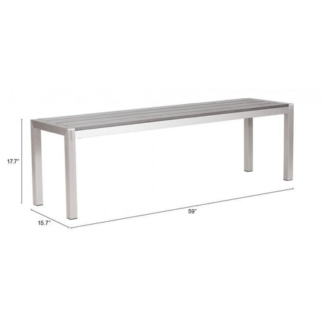 Zuo Metropolitan Double Bench Brushed Aluminum