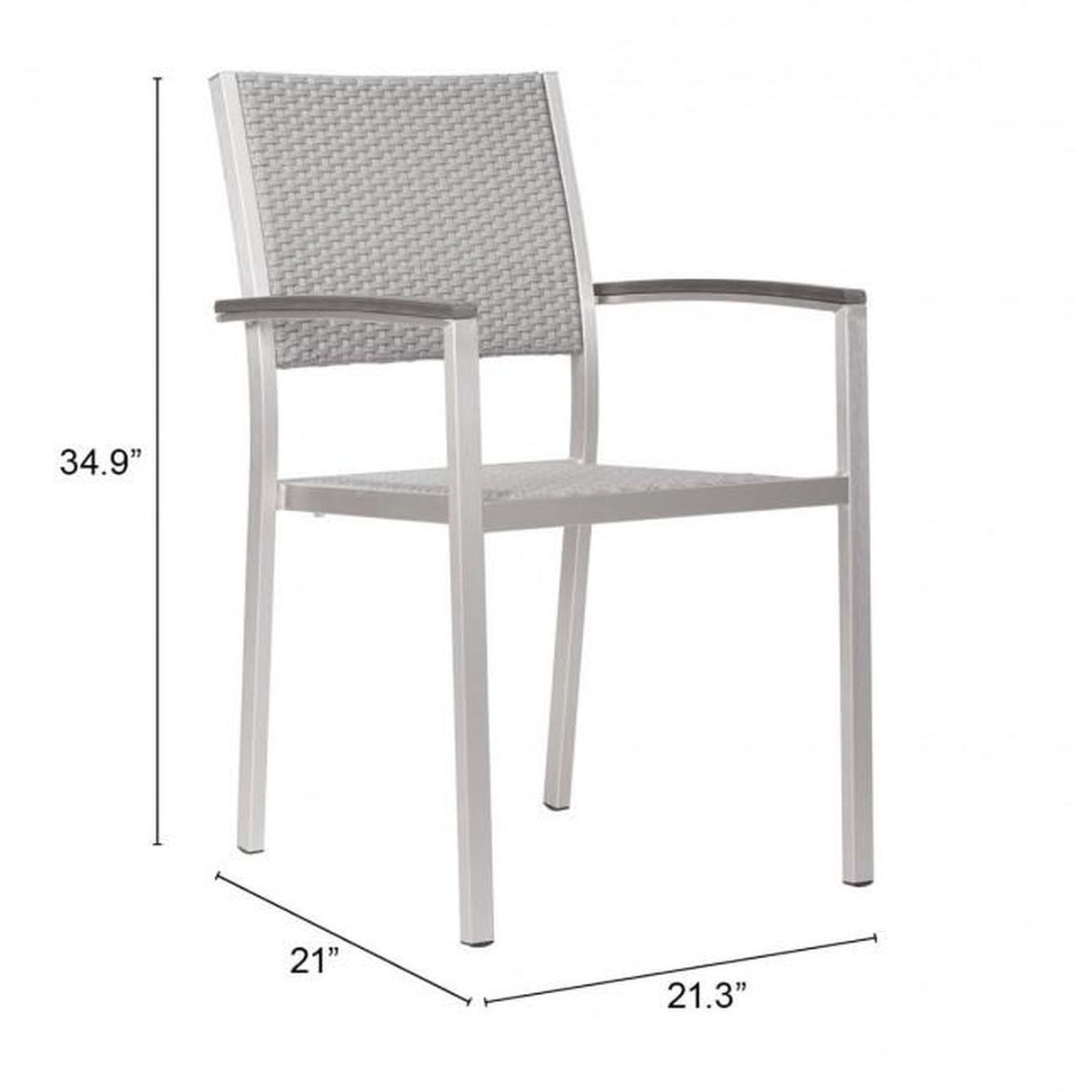 Zuo Metropolitan Arm Chair Brushed Aluminum - Set Of 2