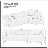 102" L shape Sectional Sofa Couch with Chaise Lounge for Living room/ Office, Metal Legs,Dark Grey - W876S00090 - image - 12