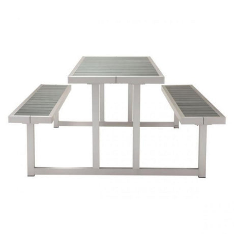 Zuo Cuomo Picnic Table Brushed Aluminum