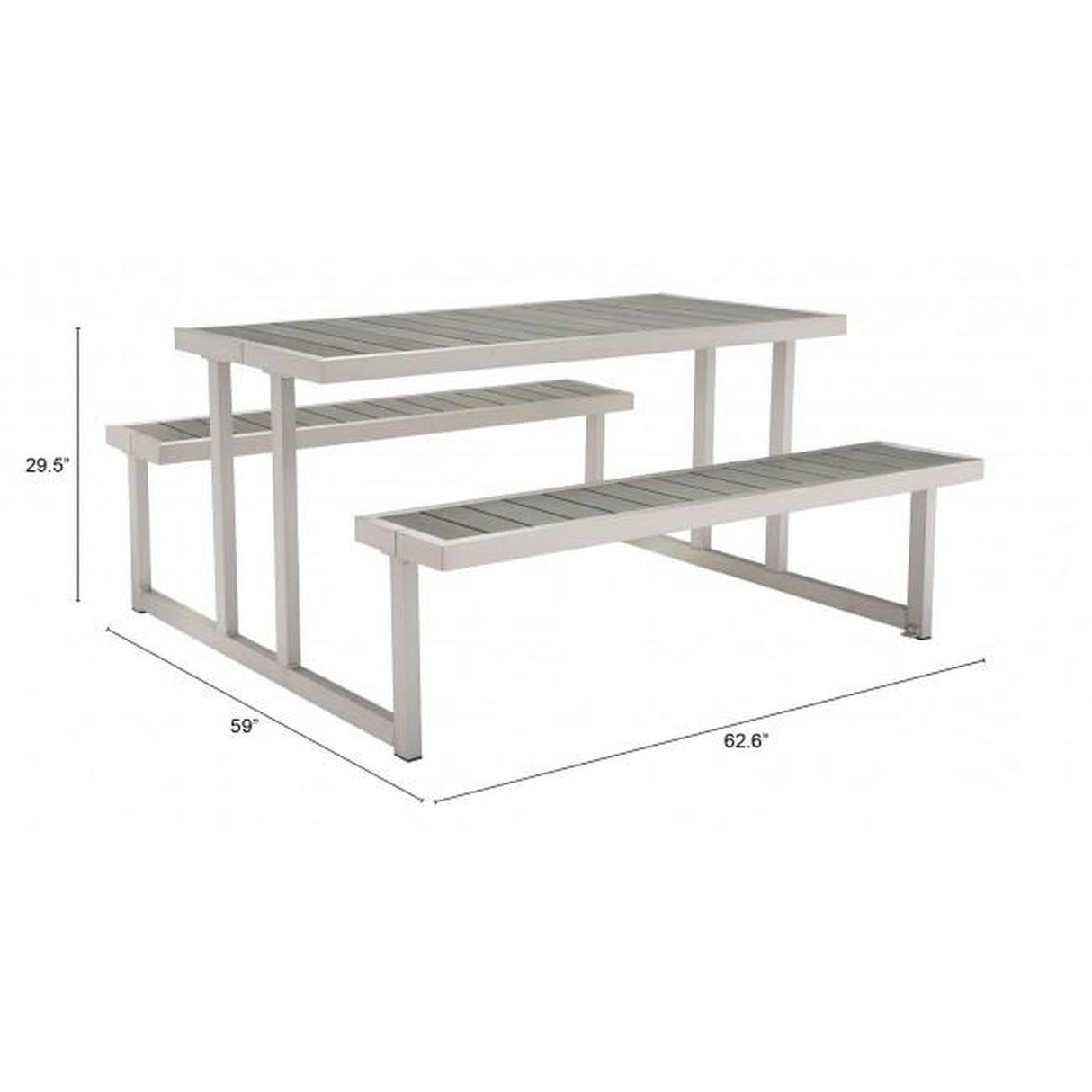 Zuo Cuomo Picnic Table Brushed Aluminum