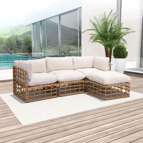 Zuo Kapalua Ottoman Beige & Natural | Zuo Modern