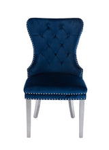 Simba Stainless Steel 2 Piece Chair Finish with Velvet Fabric in Blue - Home Elegance USA