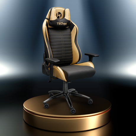 Techni Sport Ergonomic Racing Style Gaming  Chair - Golden - Home Elegance USA