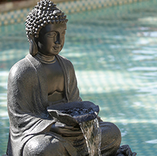 34"Tall Brown Finish Polyresin Buddha Fountain with Light Transitional Style Water Feature for Garden & Patio