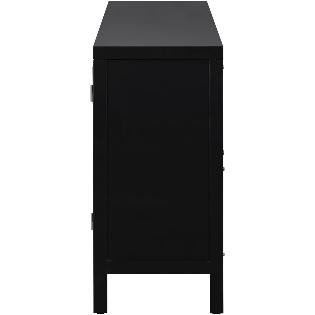 TREXM Large Storage Space Sideboard with Artificial Rattan Door and Metal Handles for Living Room and Entryway (Black) - Home Elegance USA