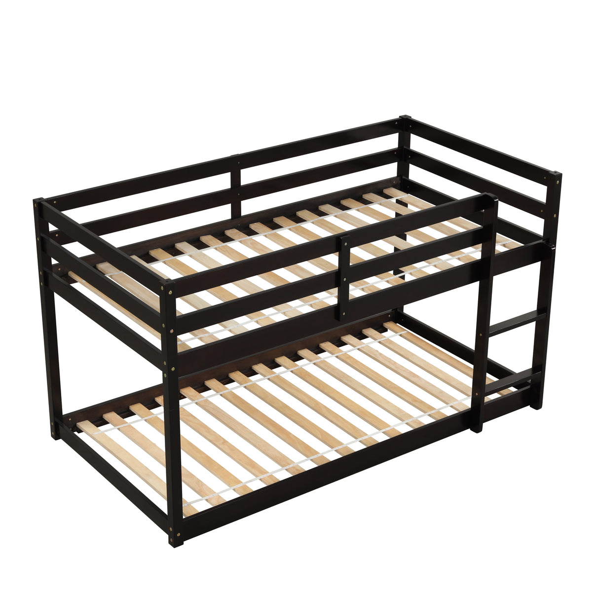 Twin over Twin Floor Bunk Bed,Espresso(Old Sku:W50430321) - Home Elegance USA