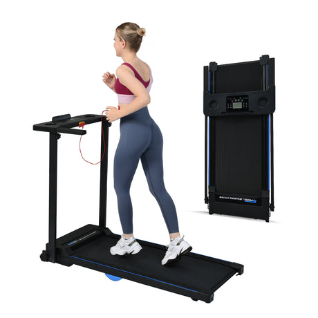 Electric Treadmill Foldable Exercise Walking Machince for Home/Office LCD Display, Peak 2.5HP, 0.6-7.6MPH, Compact Folding Easy Assembly 12 Preset Program, 265LBS