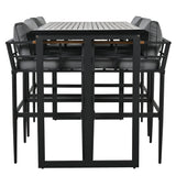 U_Style Steel Outdoor Dining Set with Acacia Wood Armrest Suitable For Patio, Balcony Or Backyard