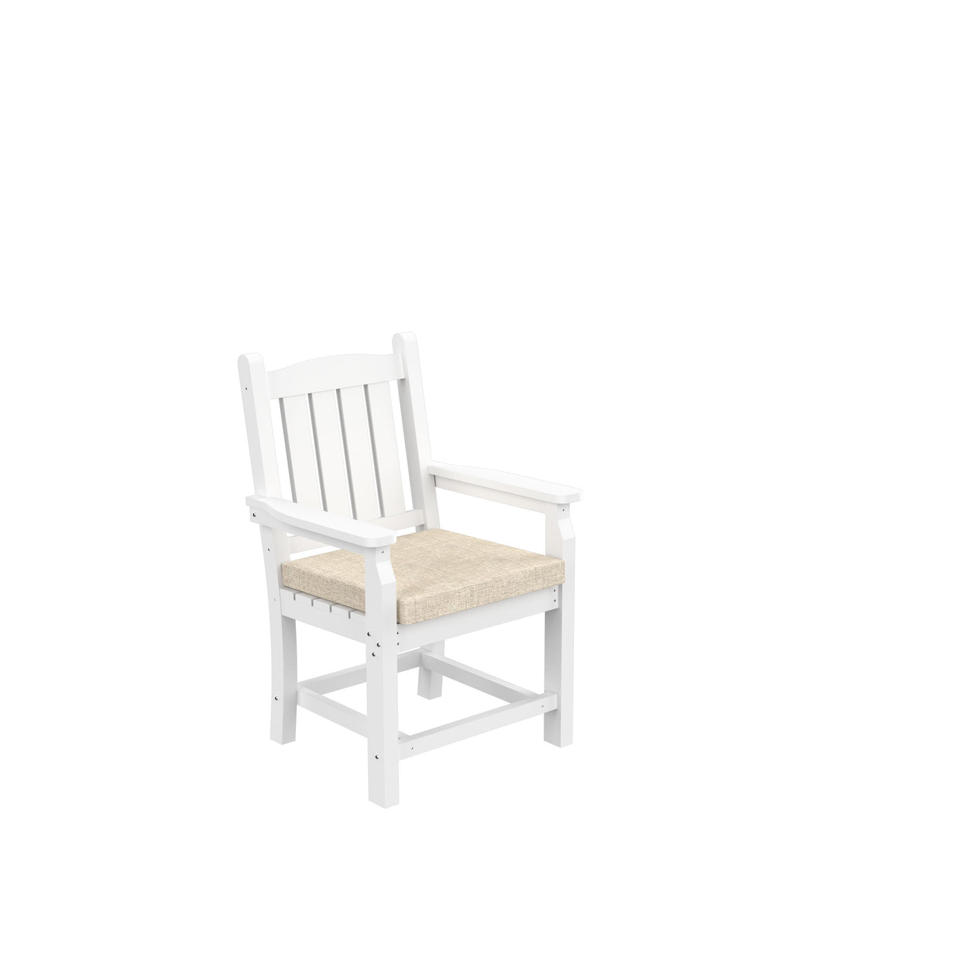 HDPE Dining Chair, White, With Cushion, Set of 2
