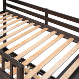 Wooden Twin Over Full Bunk Bed With Six Drawers And Flexible Shelves,Bottom Bed With Wheels,Espresso(OLD SKU:LP000531AAP) - Home Elegance USA