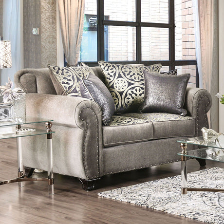 Sinatra - Sofa & Loveseat - Gray / Champagne - Home Elegance USA