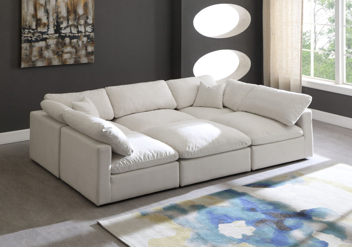 Plush - Cloud Modular Sectional 6 Piece - Cream - Modern & Contemporary - Home Elegance USA