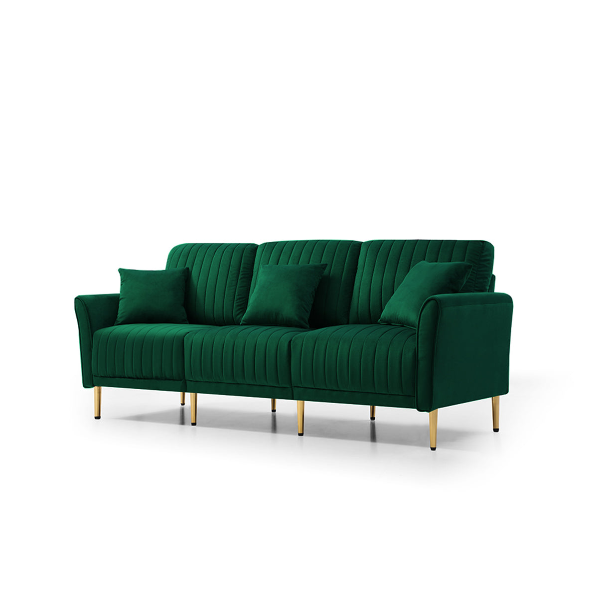 Sofa Sets for Living Room 3 Piece Mid Century Modern Sectional Couch Set, 2 Upholstered Loveseat Sofas and one 3-Seat Sofa (3, Green Velvet) Home Elegance USA