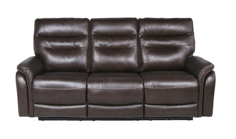 Top-Grain Leather Motion Sofa in Coffee - Contemporary Style, Reclining Footrests, USB Port Home Elegance USA