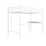 Twin Over Full Metal Bunk Bed with Desk, Ladder and Quality Slats for Bedroom, Metallic  White（OLD SKU :LP000092AAK） - Home Elegance USA