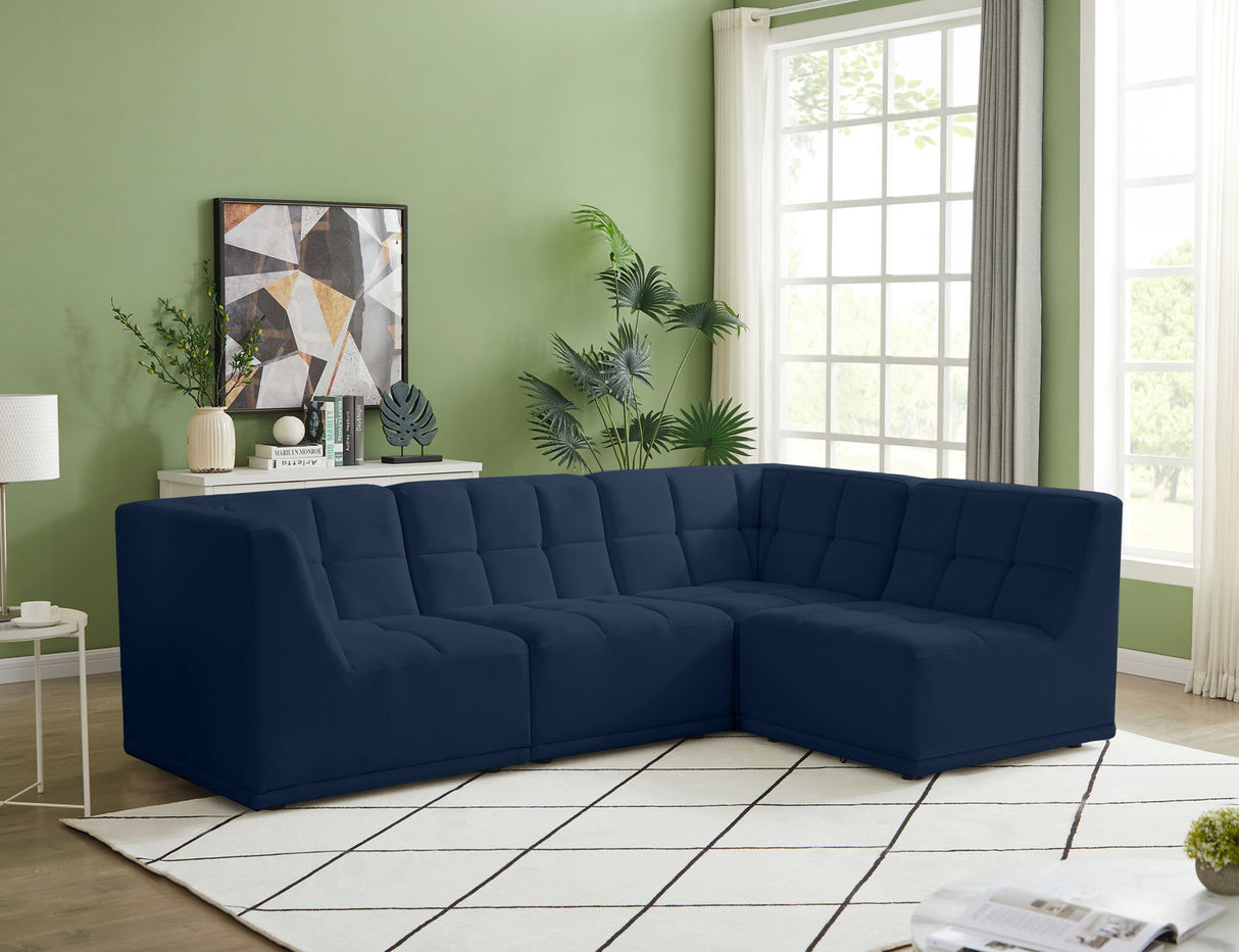 Relax - Modular Sectional 4 Piece - Navy - Home Elegance USA