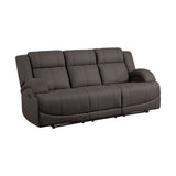 Chocolate Color Microfiber Upholstered 1pc Double Reclining Sofa Transitional Living Room Furniture - Home Elegance USA