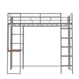 Twin Metal Loft Bed with 2 Shelves and one Desk ,Silver(Old SKU: MF281206AAN)