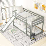 Twin over Twin Bunk Bed with Convertible Slide and Ladder , Gray(Old SKU:WF281725AAE) - Home Elegance USA