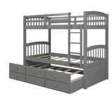 Twin Bunk Bed with Ladder, Safety Rail, Twin Trundle Bed with 3 Drawers for Bedroom, Guest Room Furniture(Gray)(OLD SKU :LP000071AAE) - Home Elegance USA