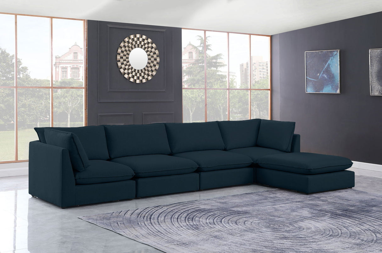 Mackenzie - Modular Sectional 5 Piece - Navy - Fabric - Modern & Contemporary - Home Elegance USA