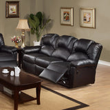 3 Seats Bonded Leather Manual Motion Reclining Sofa in Black - B01682189 - image - 2