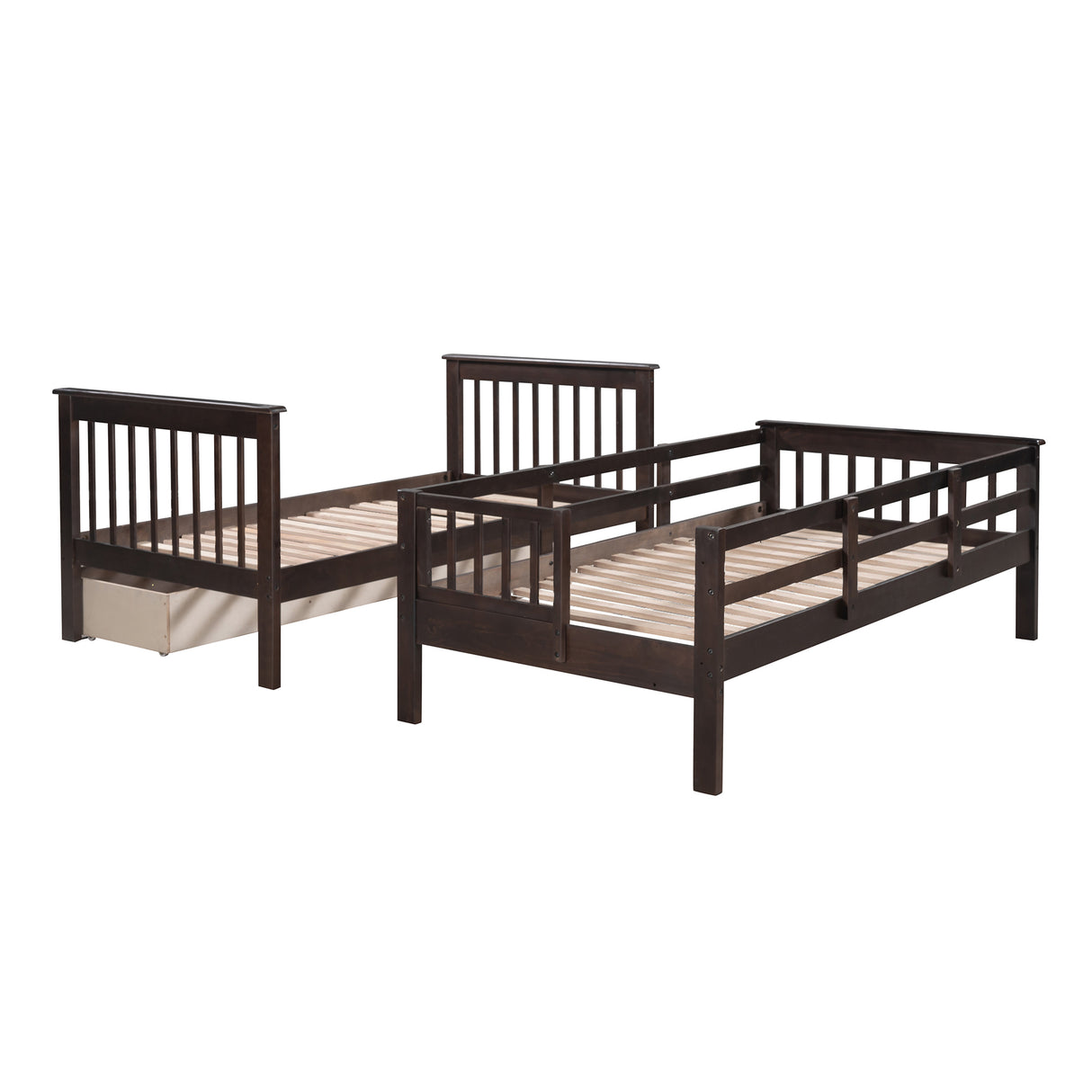 Stairway Twin-Over-Twin Bunk Bed with Three Drawers for Bedroom, Dorm - Espresso(Old sku: LP000309AAP) - Home Elegance USA