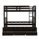 Twin Bunk Bed with Ladder, Safety Rail, Twin Trundle Bed with 3 Drawers for Teens Bedroom, Guest Room Furniture(Espresso)(OLD SKU :LP000071AAP) - Home Elegance USA