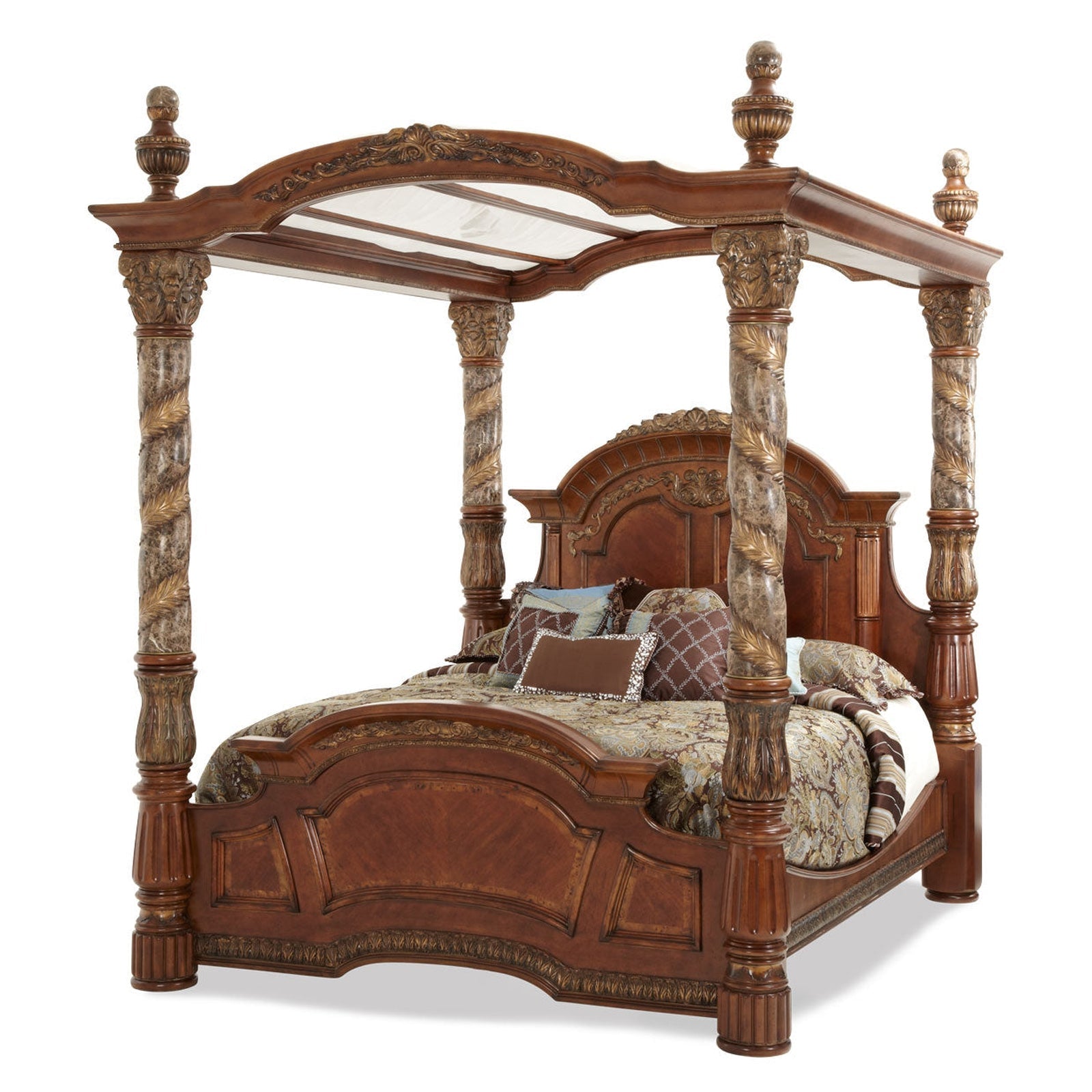 Villa Valencia - Canopy Bed Dark Brown / California King, image size:1600x1600