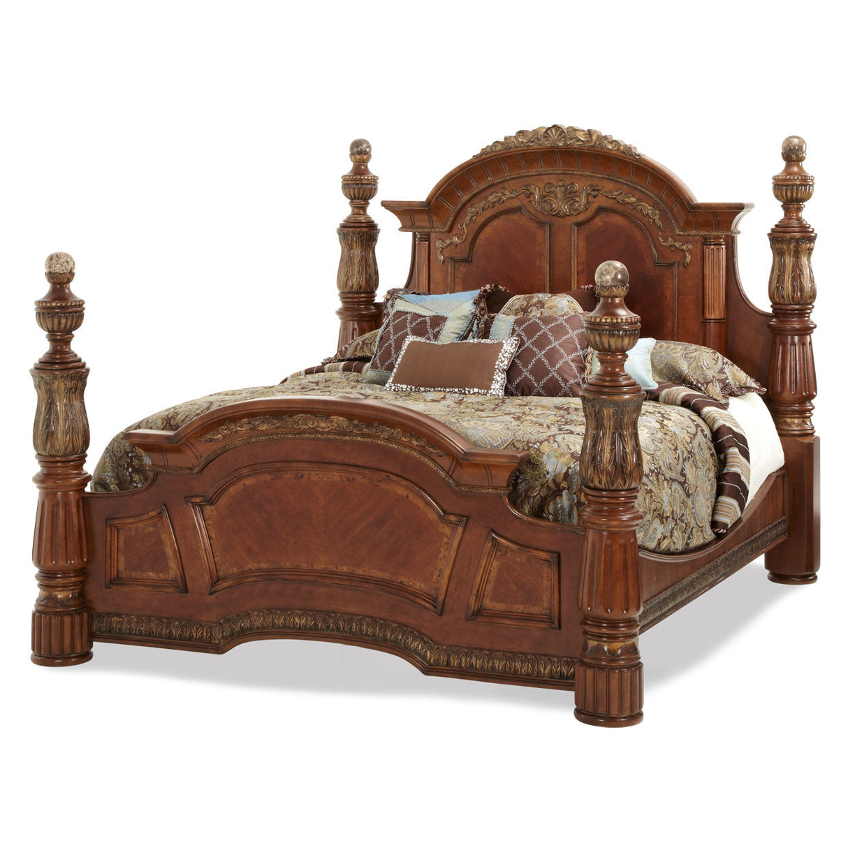 Aico Furniture - Villa Valencia California King Poster Bed In Chestnut - 72000Ckp-55