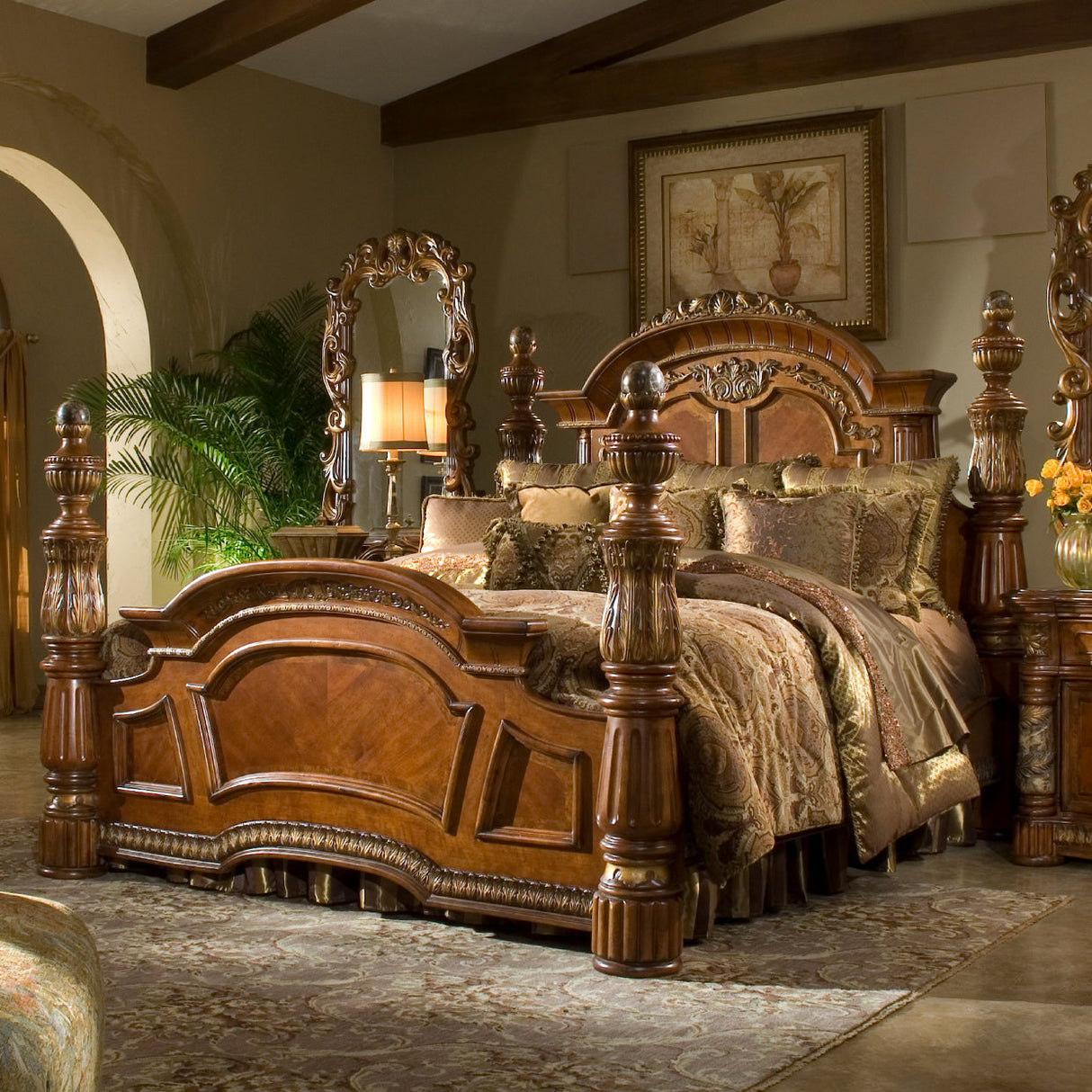 Aico Furniture - Villa Valencia California King Poster Bed In Chestnut - 72000Ckp-55