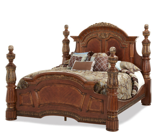 Aico Furniture - Villa Valencia Eastern King Poster Bed In Chestnut - 72000Ekp-55