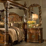 Aico Furniture - Villa Valencia 4 Piece Eastern King Poster Bedroom Set In Chestnut - 72000Ekp-55-4Set