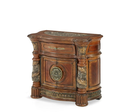 Aico Furniture - Villa Valencia Bedside Chest In Chestnut - 72040-55