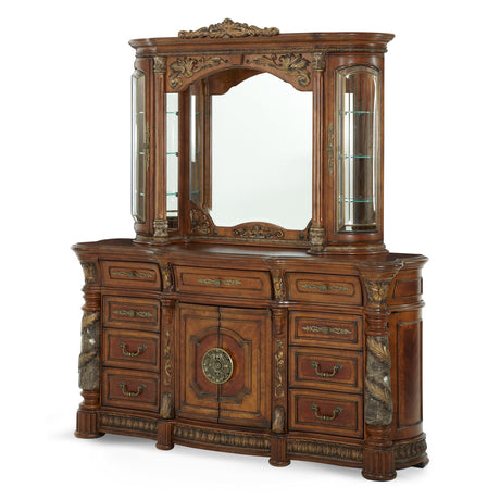 Aico Furniture - Villa Valencia Dresser With Mirror & Lighting Box - 72050-60Lb-55