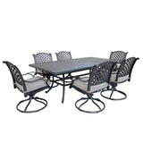 7 - Piece Rectangular Dining Set With 6 Swivel Rockers, Dessert Night - B010S00213 - image - 2